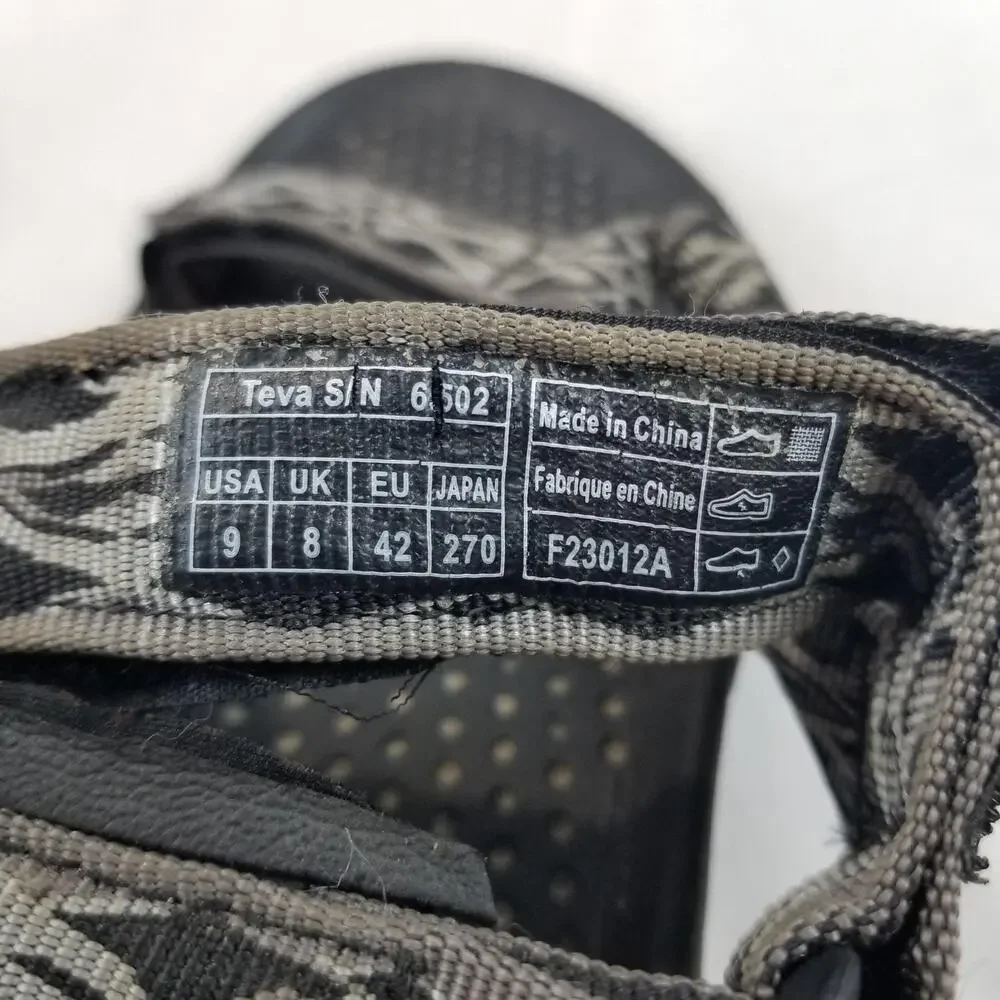 Teva Sandals Mens Size 9 Black Gray Geometric Strap Sport Hiking Water 6502